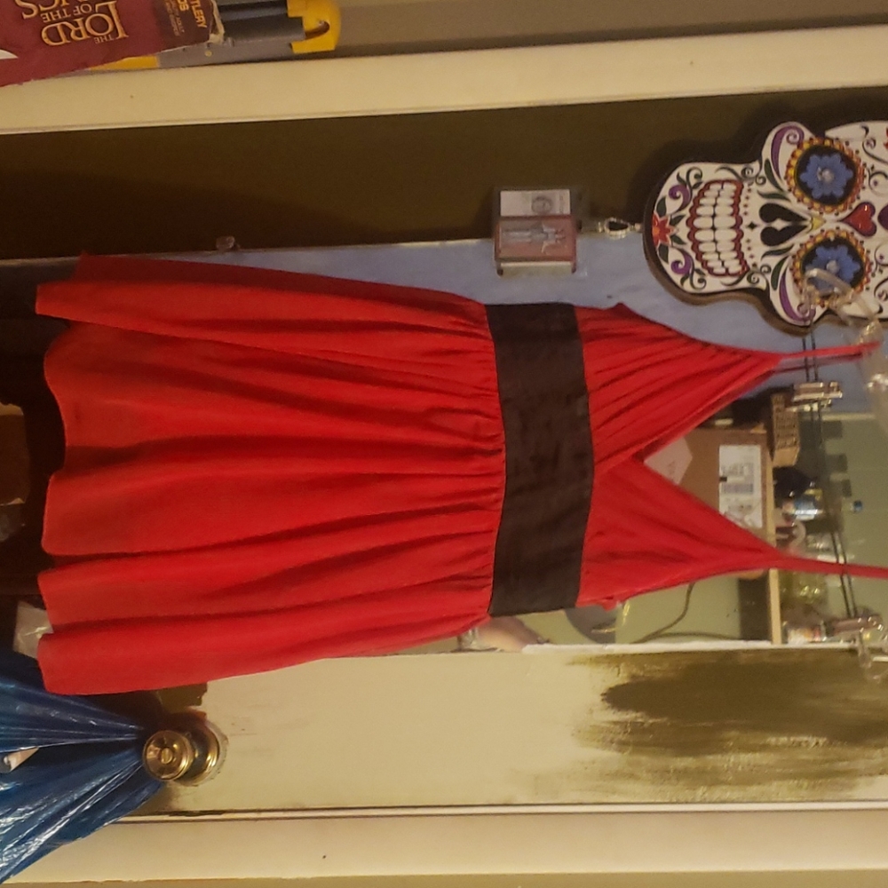 Red low cut dress
